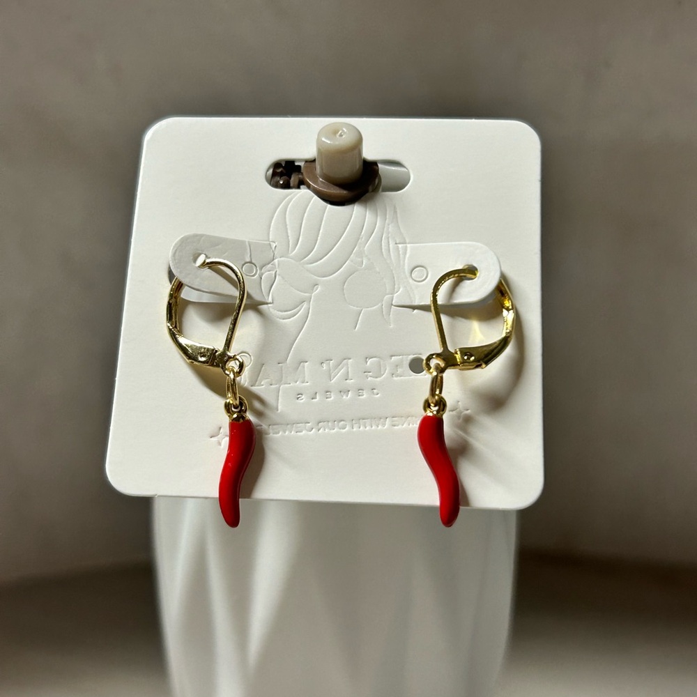 Gold and Red Earrings